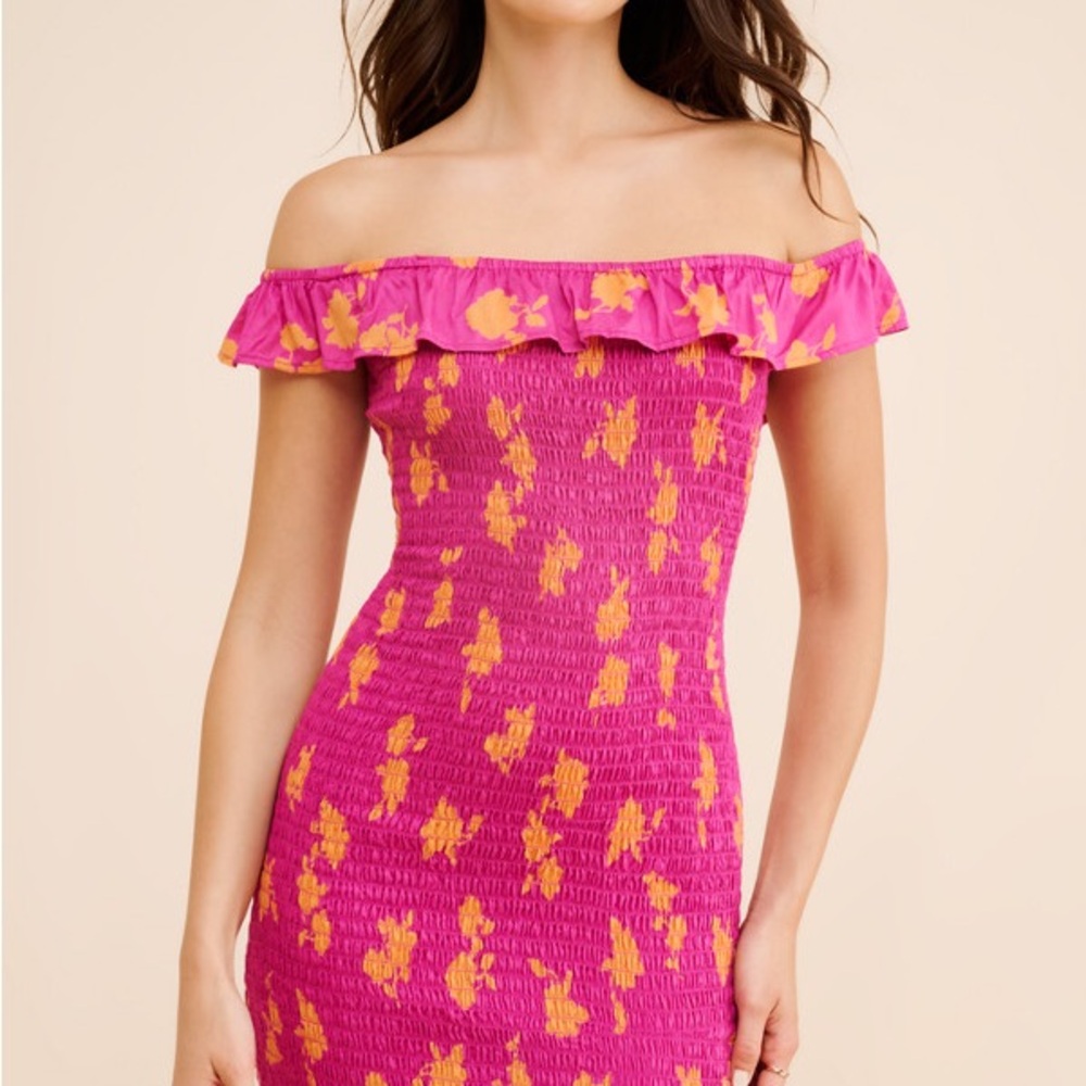 Anthropologie Smocked Off-The-Shoulder Midi Dress